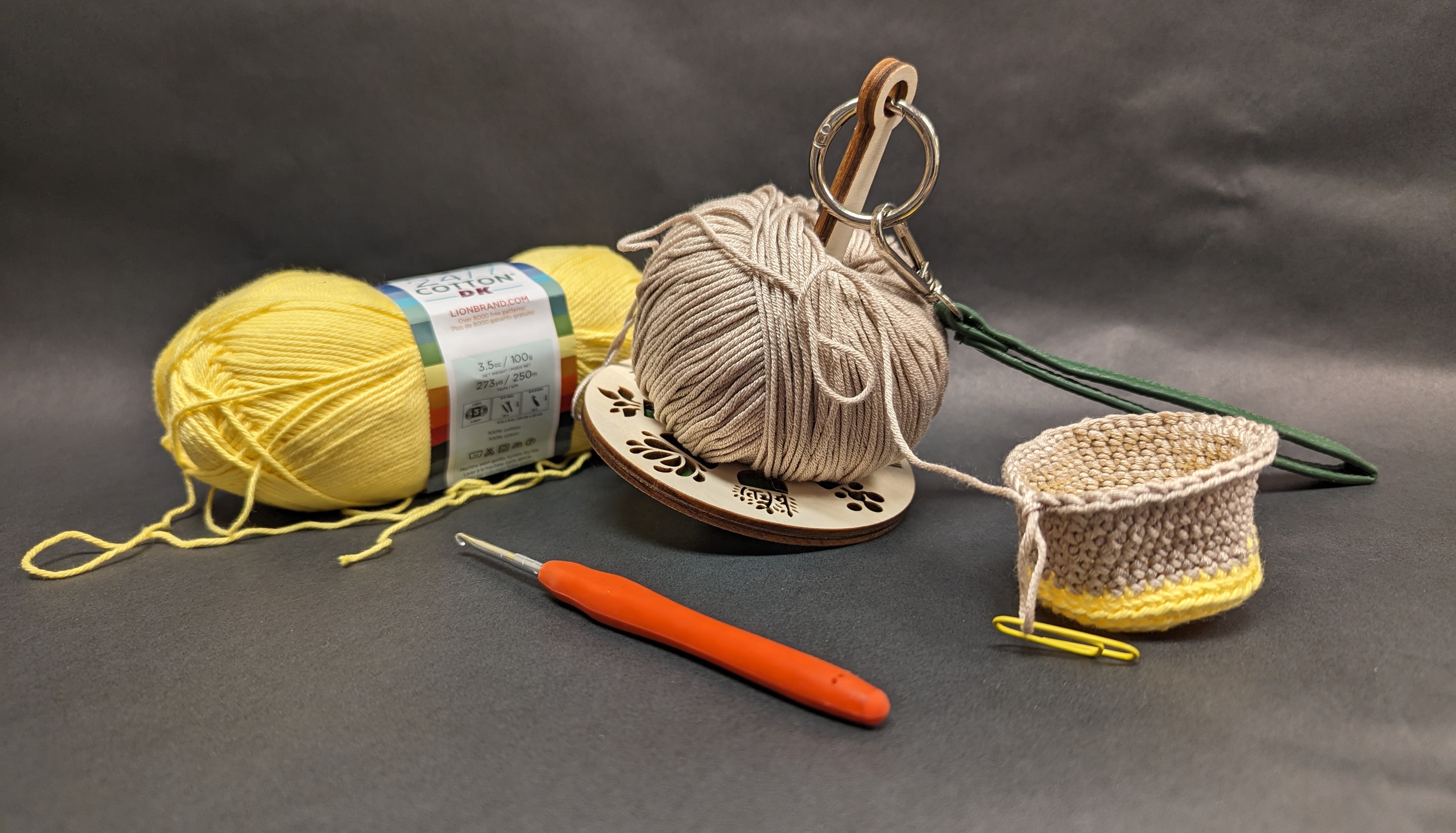 Crochet flowerpot project in progress