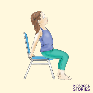 Person doing camel pose in a chair