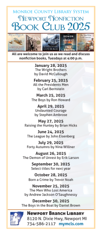 Flyer with list of titles for the year.