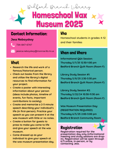 Homeschool wax museum flyer