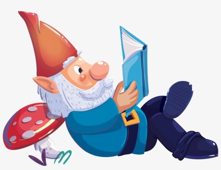 gnome reading a book