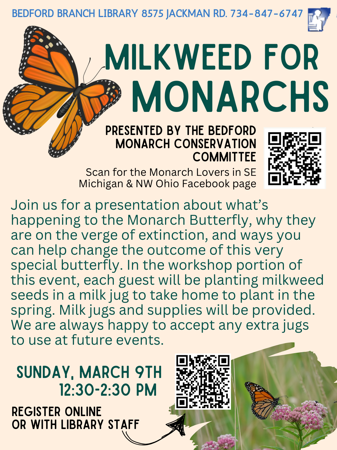 Program Flyer with an illustration of monarch butterfly